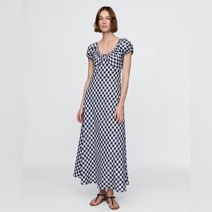 Gap × DÔEN 100% Linen Gingham Midi Dress